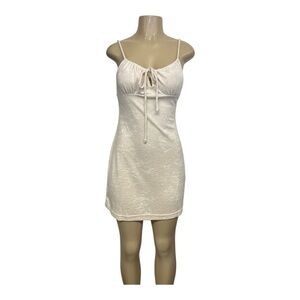 NIA Soft Terry Cloth Mini Dress Size S Cream Color